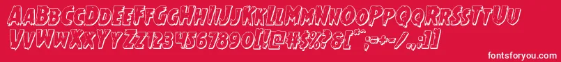 Mrsmonster3Dital-Schriftart – Weiße Schriften auf rotem Hintergrund
