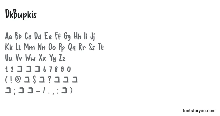 Schriftart DkBupkis – Alphabet, Zahlen, spezielle Symbole