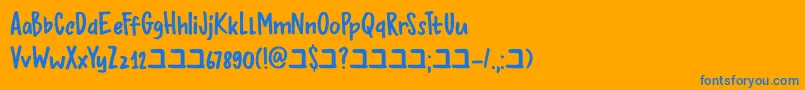 DkBupkis-Schriftart – Blaue Schriften auf orangefarbenem Hintergrund