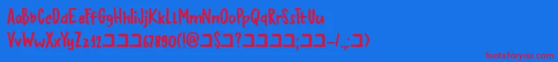 DkBupkis-Schriftart – Rote Schriften auf blauem Hintergrund