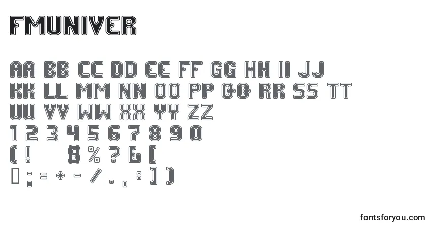 Fuente Fmuniver - alfabeto, números, caracteres especiales