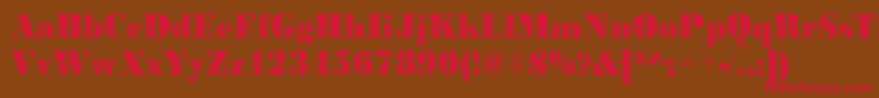 フォントBodoniconcentricRegular – 赤い文字が茶色の背景にあります。