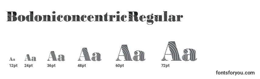 Размеры шрифта BodoniconcentricRegular