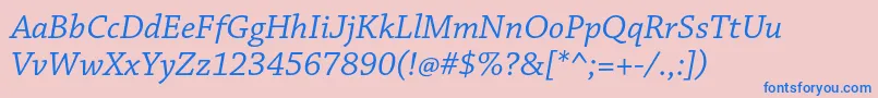 フォントChaparralproItalic – ピンクの背景に青い文字