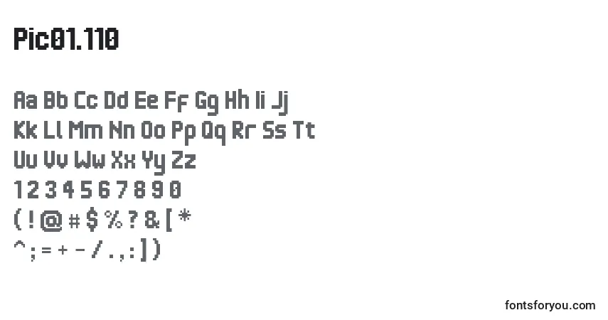 Czcionka Pic01.110 – alfabet, cyfry, specjalne znaki