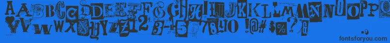 Freakshow-fontti – mustat fontit sinisellä taustalla