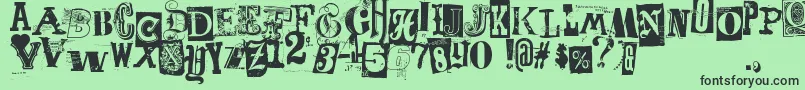 フォントFreakshow – 緑の背景に黒い文字