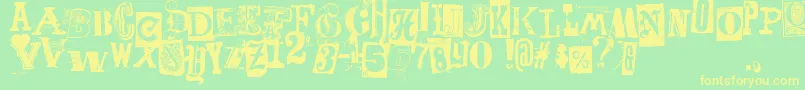 Freakshow-fontti – keltaiset fontit vihreällä taustalla