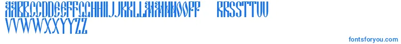 Dscyrillic-Schriftart – Blaue Schriften auf weißem Hintergrund