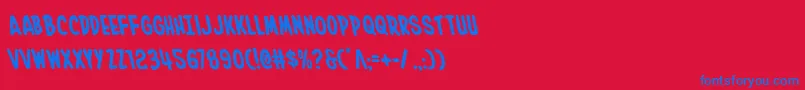 Inhouseeditionleft-Schriftart – Blaue Schriften auf rotem Hintergrund