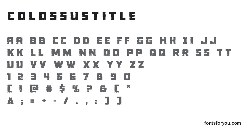 Czcionka Colossustitle – alfabet, cyfry, specjalne znaki