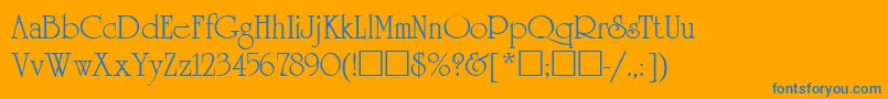 UnicornUkrainian-Schriftart – Blaue Schriften auf orangefarbenem Hintergrund