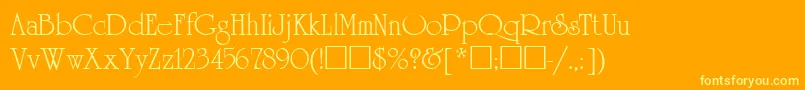 Fonte UnicornUkrainian – fontes amarelas em um fundo laranja