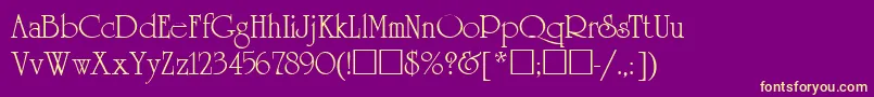 Fonte UnicornUkrainian – fontes amarelas em um fundo roxo