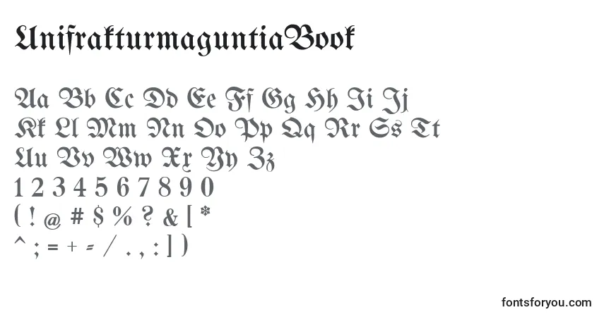 Schriftart UnifrakturmaguntiaBook – Alphabet, Zahlen, spezielle Symbole