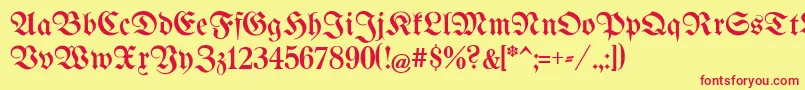 UnifrakturmaguntiaBook Font – Red Fonts on Yellow Background