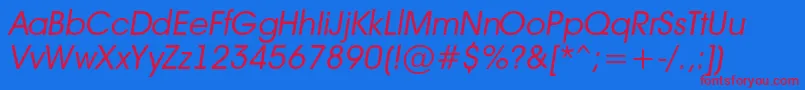 Avant14 Font – Red Fonts on Blue Background