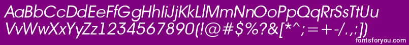 Avant14-fontti – valkoiset fontit violetilla taustalla