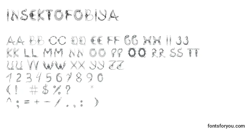 Schriftart Insektofobiya – Alphabet, Zahlen, spezielle Symbole