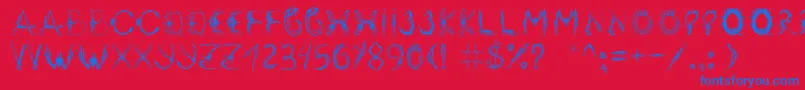 フォントInsektofobiya – 赤い背景に青い文字