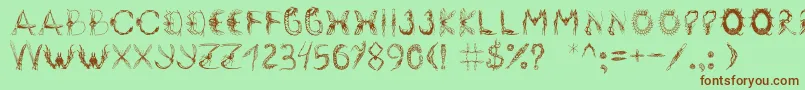 Insektofobiya-Schriftart – Braune Schriften auf grünem Hintergrund