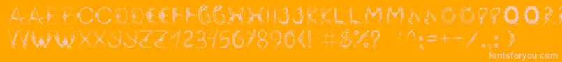 Insektofobiya-fontti – vaaleanpunaiset fontit oranssilla taustalla
