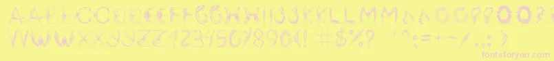 Insektofobiya-fontti – vaaleanpunaiset fontit keltaisella taustalla