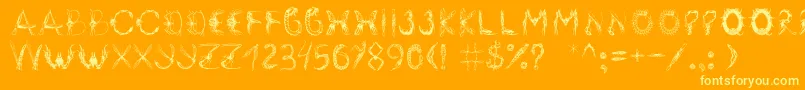 Insektofobiya-Schriftart – Gelbe Schriften auf orangefarbenem Hintergrund