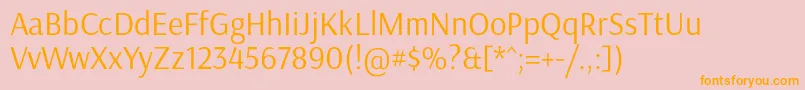 フォントArsenalRegular – オレンジの文字がピンクの背景にあります。