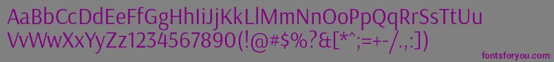 Fonte ArsenalRegular – fontes roxas em um fundo cinza