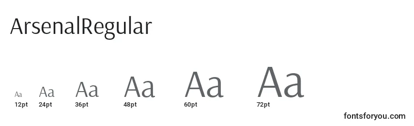 Размеры шрифта ArsenalRegular