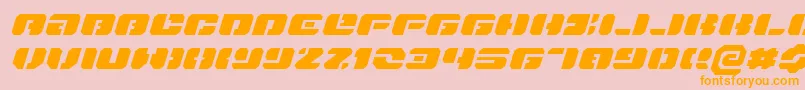 DanStargateExtraExpandedItalic-Schriftart – Orangefarbene Schriften auf rosa Hintergrund