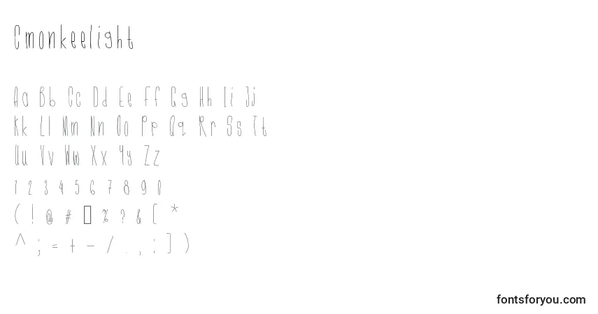 Czcionka Cmonkeelight – alfabet, cyfry, specjalne znaki