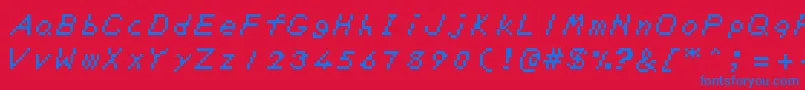 ZeldaDxTtBrk-Schriftart – Blaue Schriften auf rotem Hintergrund