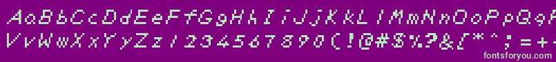 フォントZeldaDxTtBrk – 紫の背景に緑のフォント
