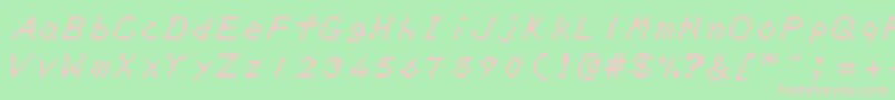 ZeldaDxTtBrk-Schriftart – Rosa Schriften auf grünem Hintergrund