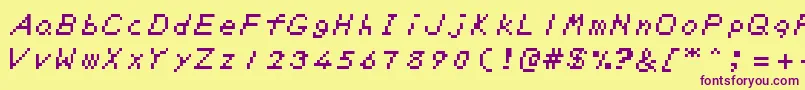 Шрифт ZeldaDxTtBrk – фиолетовые шрифты на жёлтом фоне