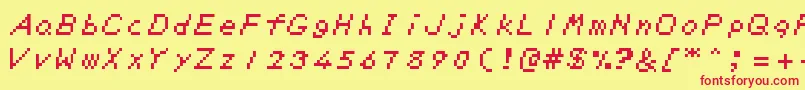 Шрифт ZeldaDxTtBrk – красные шрифты на жёлтом фоне
