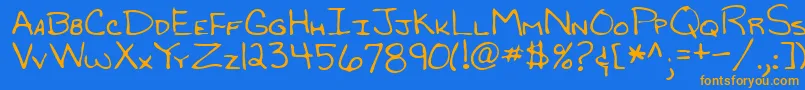 フォントLehn119 – オレンジ色の文字が青い背景にあります。