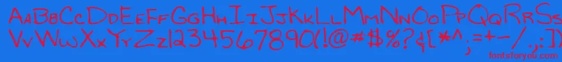 Lehn119-Schriftart – Rote Schriften auf blauem Hintergrund