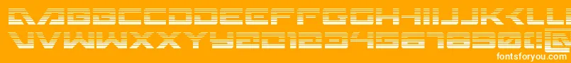 Wildcard31grad-Schriftart – Weiße Schriften auf orangefarbenem Hintergrund