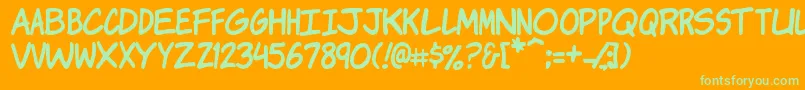 KomikaJam Font – Green Fonts on Orange Background