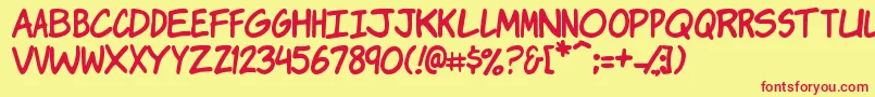 KomikaJam-Schriftart – Rote Schriften auf gelbem Hintergrund