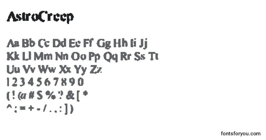 AstroCreep-fontti – aakkoset, numerot, erikoismerkit