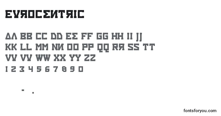Шрифт Eurocentric – алфавит, цифры, специальные символы