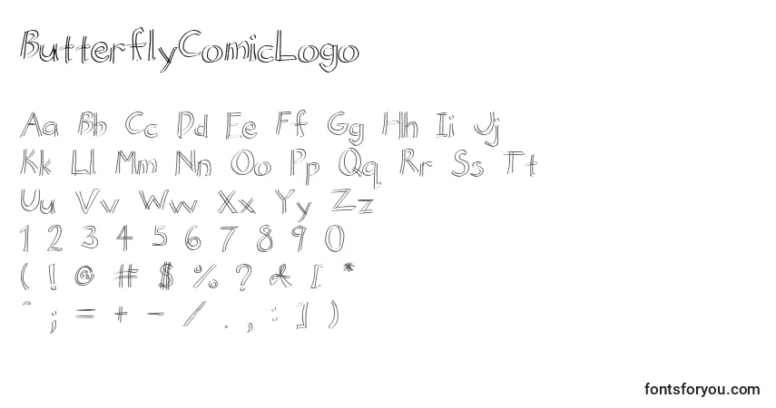 Schriftart ButterflyComicLogo – Alphabet, Zahlen, spezielle Symbole
