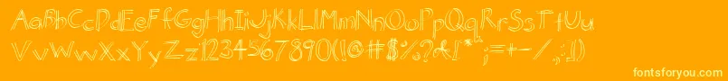 ButterflyComicLogo-fontti – keltaiset fontit oranssilla taustalla