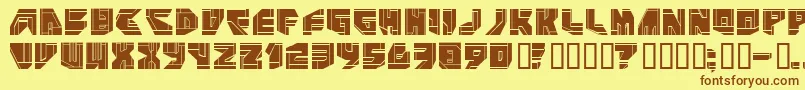 フォントNeoP – 茶色の文字が黄色の背景にあります。