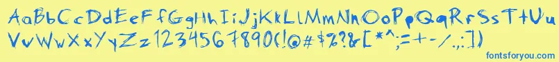 Danimal-Schriftart – Blaue Schriften auf gelbem Hintergrund