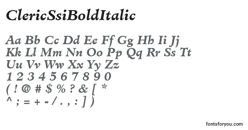 Шрифт ClericSsiBoldItalic – алфавит, цифры, специальные символы